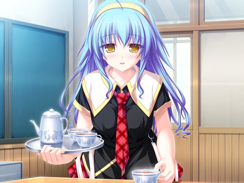 Blue-haired Girl with Tea — Blue, Calm