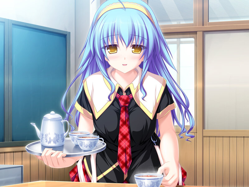 Blue-haired Girl with Tea
