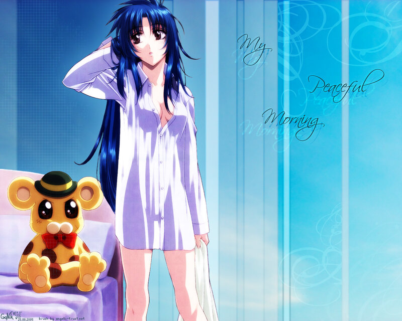 Blue-haired Girl with Teddy Bear — Blue