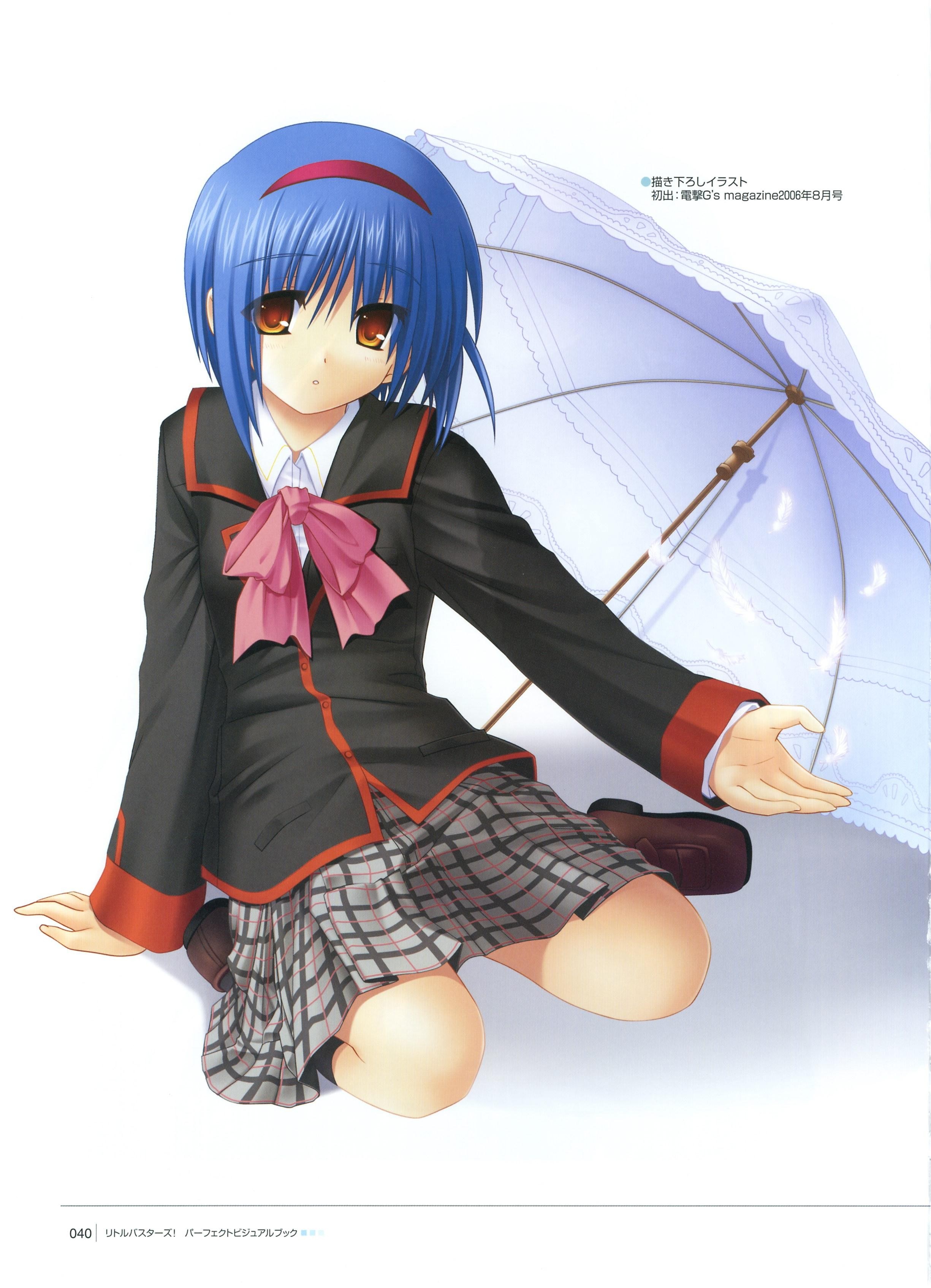 blue-haired girl with umbrella