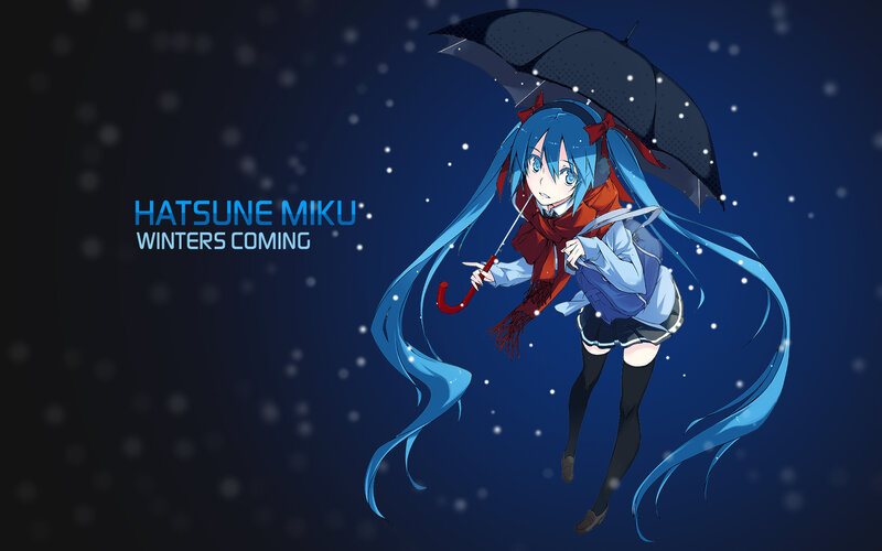 Blue-haired Girl with Umbrella — Blue, Dramatic, Winter