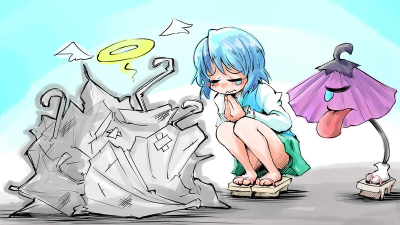 Blue-haired Girl with Umbrella — Blue, Melancholic
