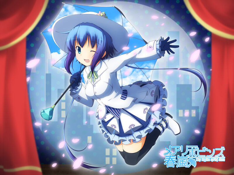Blue-haired Girl with Umbrella — Blue, Playful, Spring