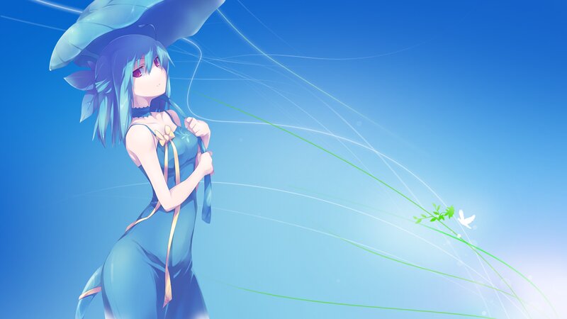 Blue-haired Girl with Umbrella — Blue, Serene, Morning