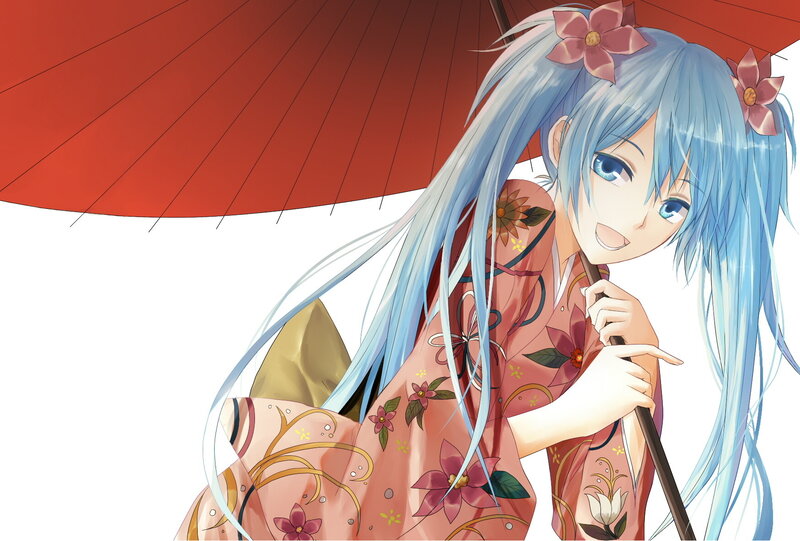 Blue-haired Girl with Umbrella — Blue