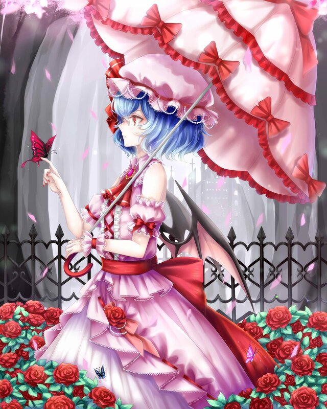 Blue-haired Girl with Umbrella — Pink