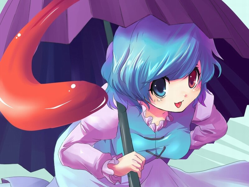 Blue-haired Girl with Umbrella — Purple