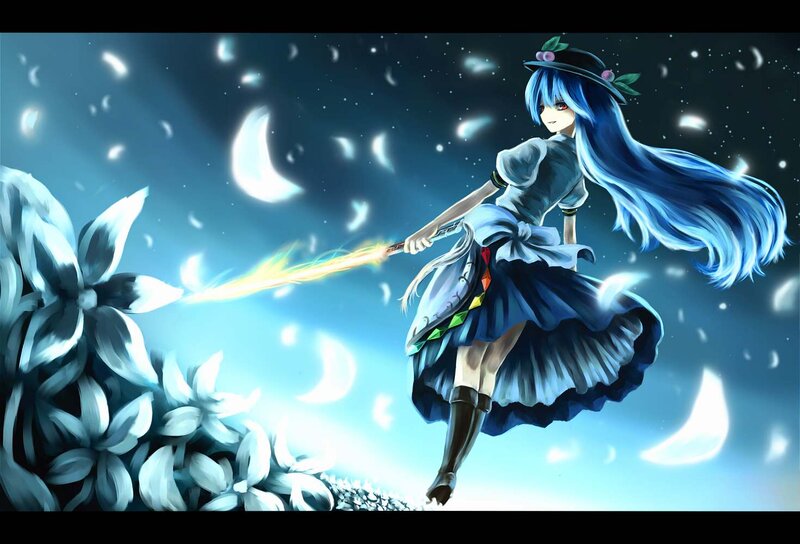 Blue-haired Girl with Wand — Blue, Dramatic, Night
