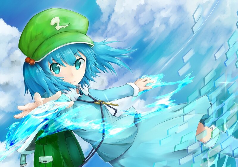Blue-haired Girl with Water — Blue