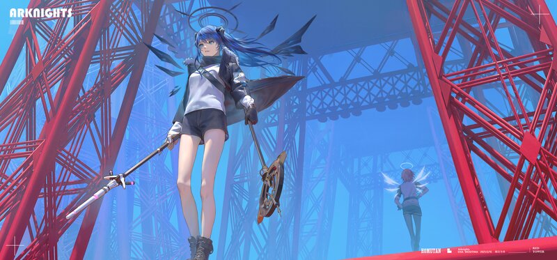 Blue-haired Girl with Weapon — Blue, Dramatic
