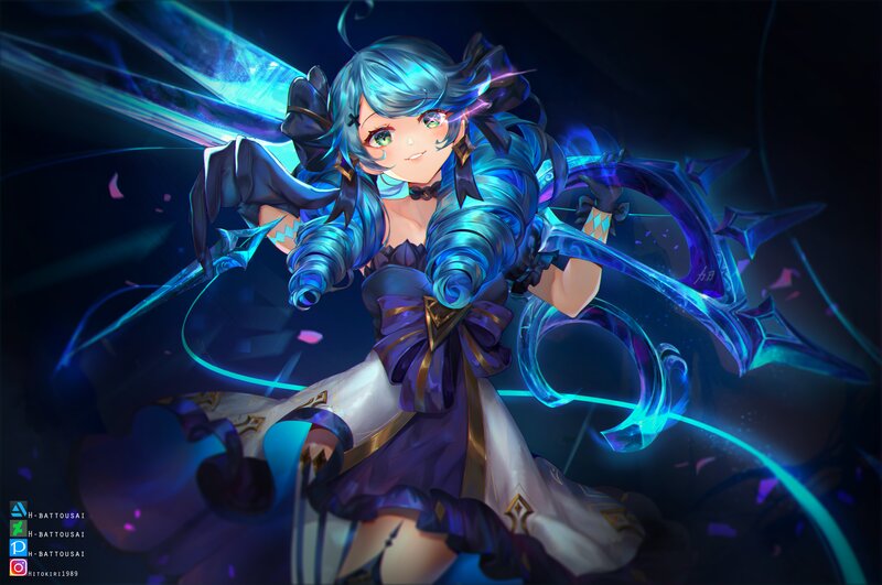 Blue-haired Girl with Weapons — Blue