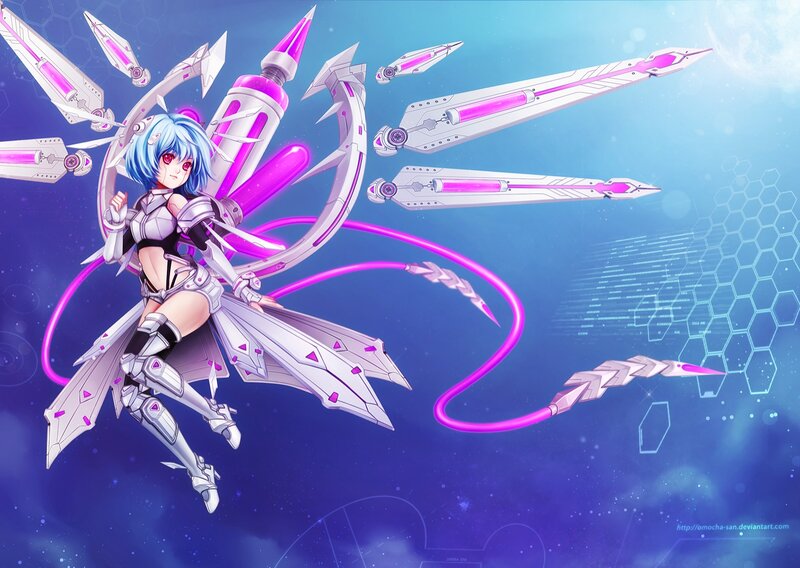Blue-haired Girl with Weapons