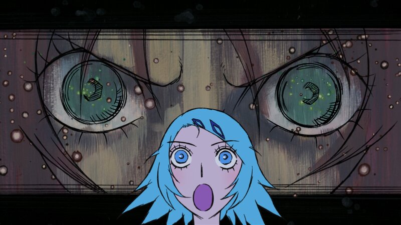 Blue-haired Girl with Wide Eyes