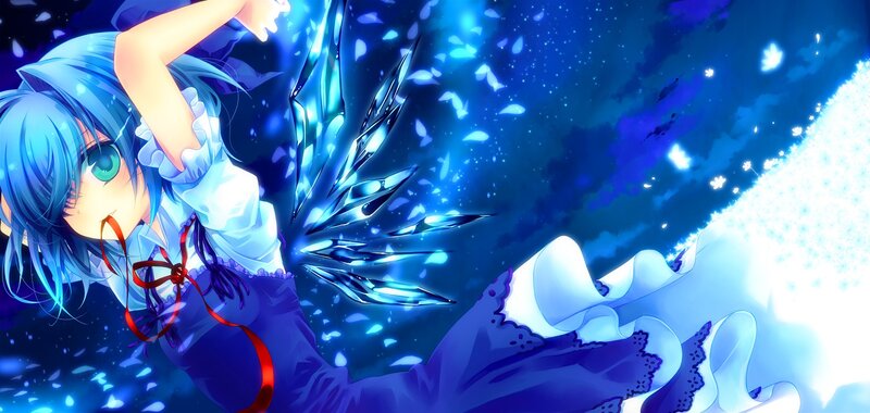 blue-haired girl with wings