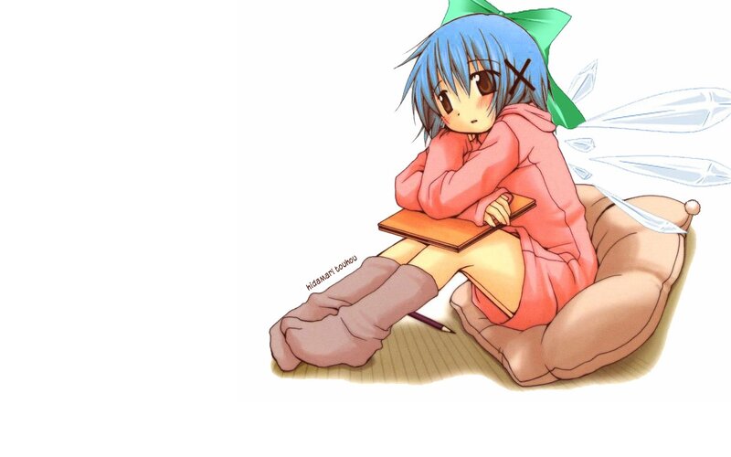blue-haired girl with wings