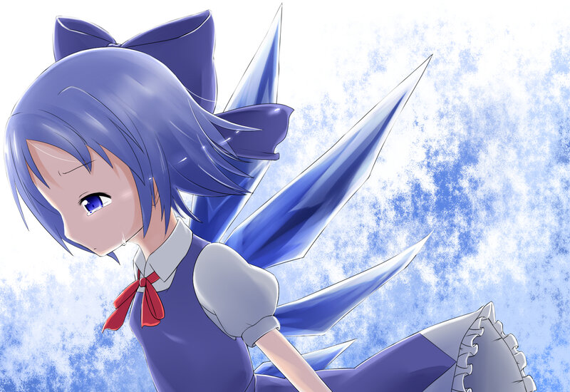 Blue-haired Girl with Wings — Blue, Dramatic, Anime, School Uniform