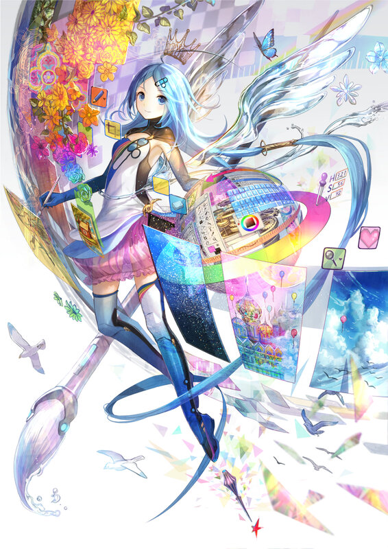 Blue-haired Girl with Wings — Blue, Fantastical, Digital Art
