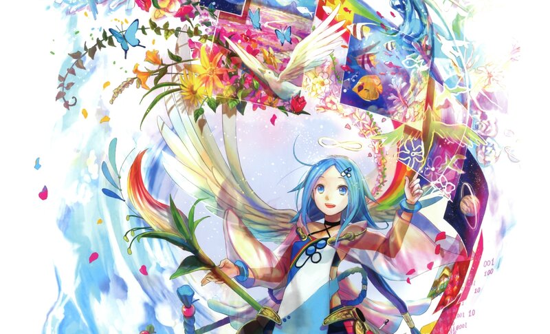 Blue-haired Girl with Wings — Blue, Fantastical