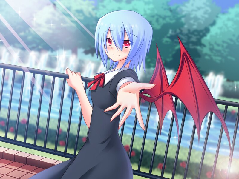 Blue-haired Girl with Wings — Blue, Serene, Afternoon, Anime