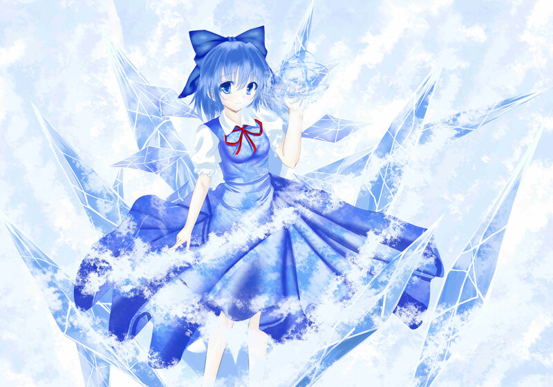 Blue-haired Girl with Wings — Blue, Serene, Anime