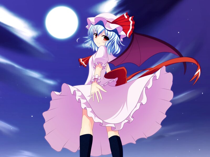 Blue-haired Girl with Wings — Purple, Dramatic, Night, Anime