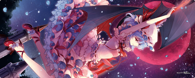 Blue-haired Girl with Wings — Purple, Dramatic, Night