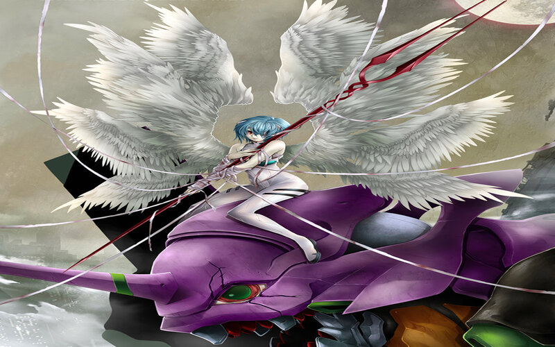 Blue-haired Girl with Wings — Purple, Dramatic