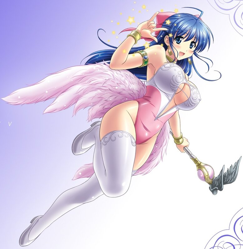 Blue-haired Girl with Wings — Purple, Playful, Anime, Staff