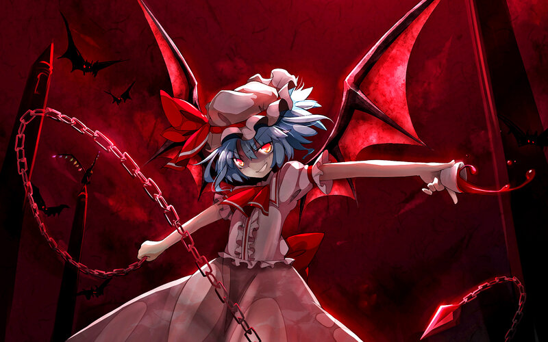 Blue-haired Girl with Wings — Red, Dramatic, Night, Anime