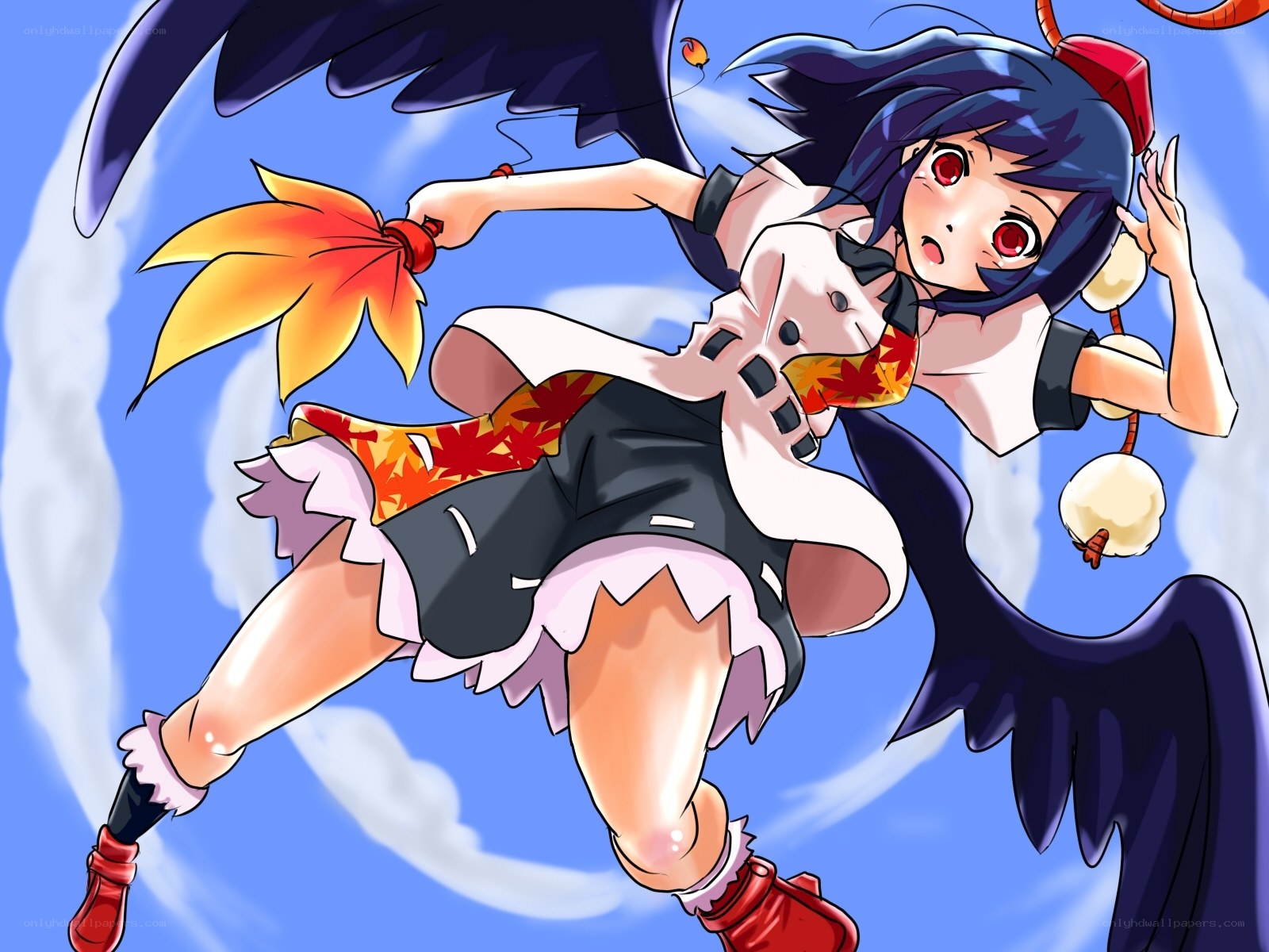blue-haired girl with wings