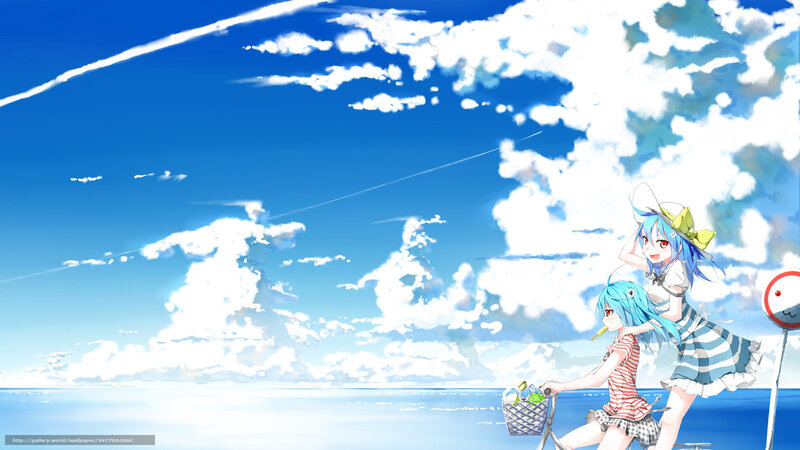 Blue-haired girls on a bike