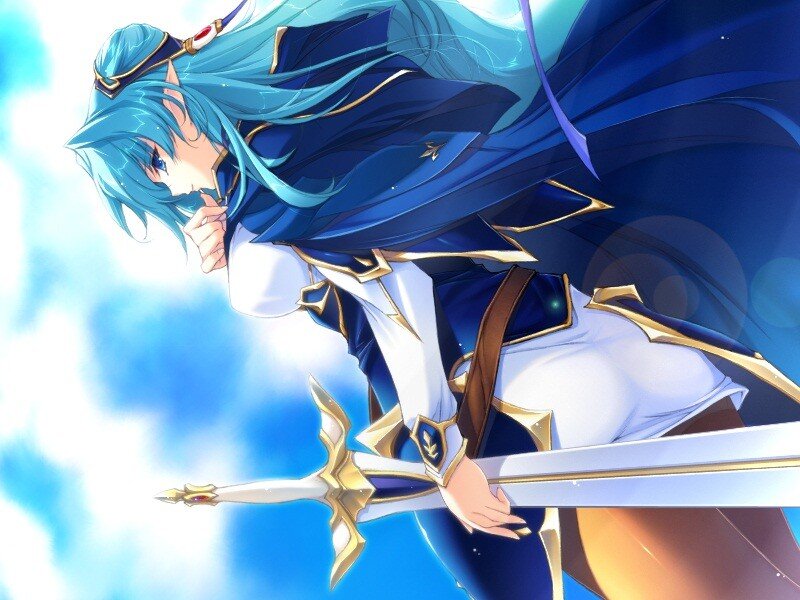 blue-haired knight with sword