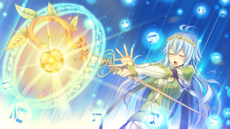 blue-haired mage casting spell
