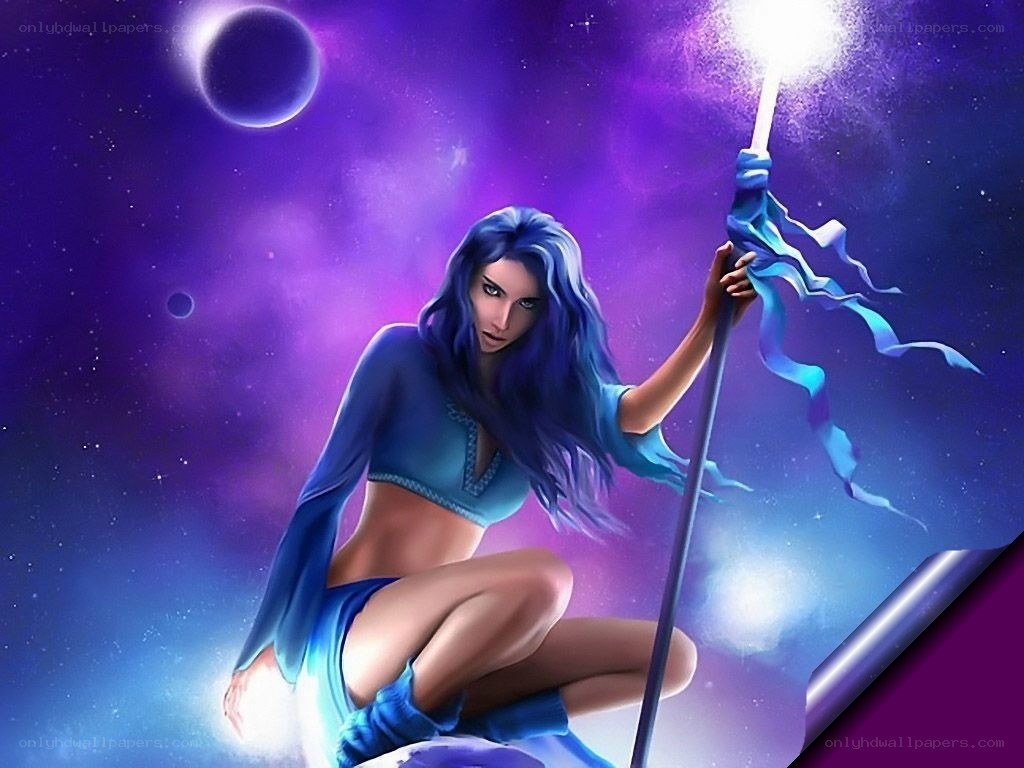 blue-haired mage with staff