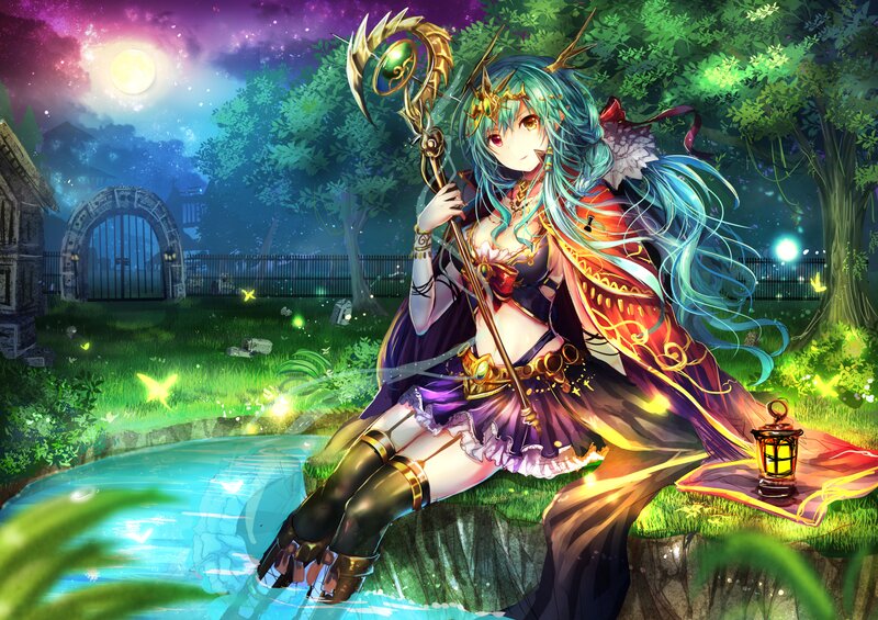 Blue-haired Mage with Staff — Green