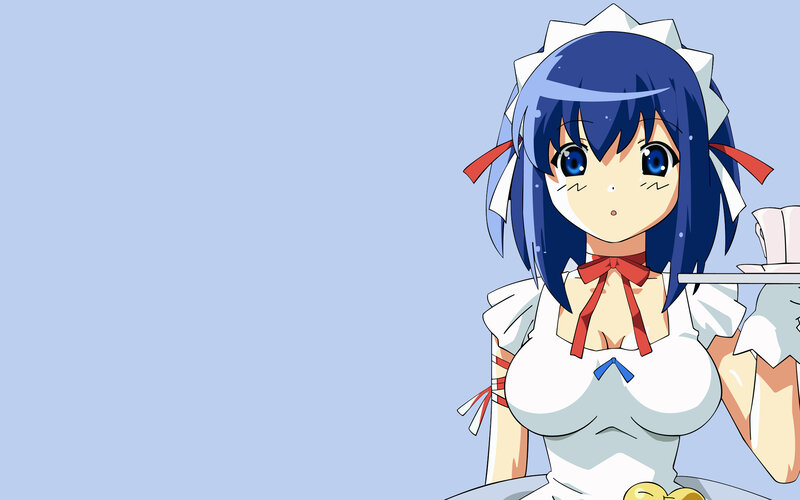 blue-haired maid character