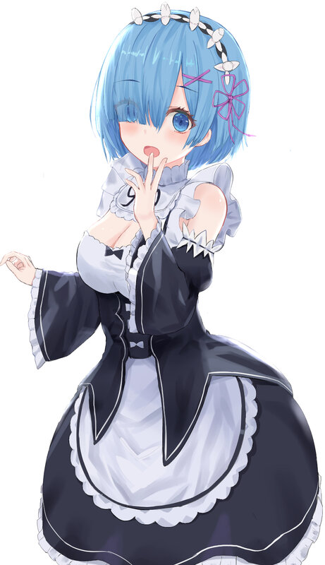Blue-haired Maid Character — Blue, Playful, Anime, Maid Dress