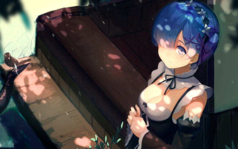 Blue-haired Maid Character — Blue, Serene