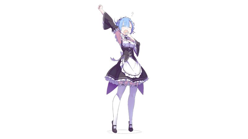 Blue-haired Maid Character — Purple
