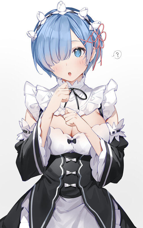 Blue-haired Maid Character — White, Innocent