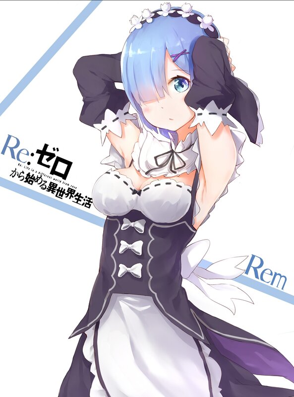 Blue-haired Maid Character — White