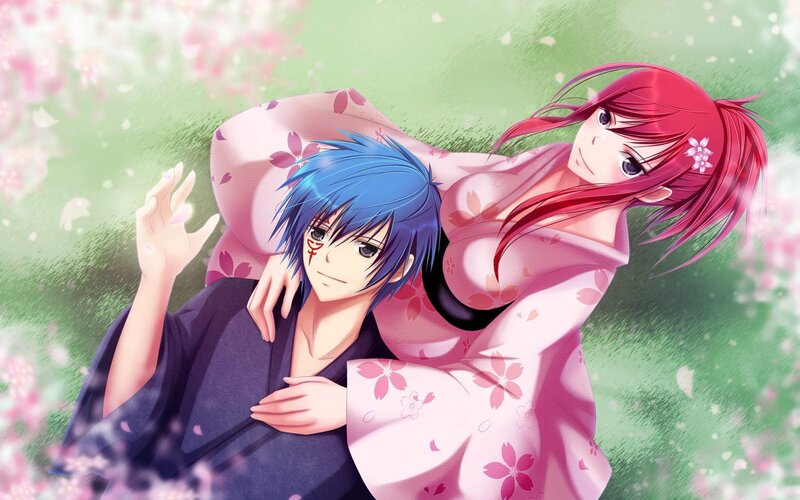 Blue-haired Man and Red-haired Woman — Pink