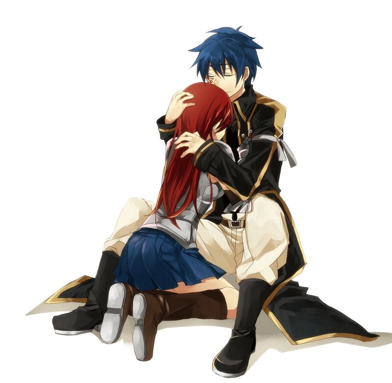 Blue-haired Man Hugging Red-haired Woman