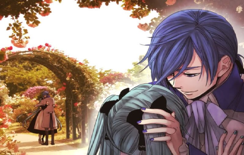Blue-haired Man Hugging Woman