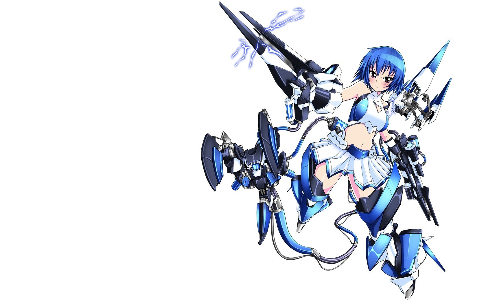 blue-haired mecha girl warrior