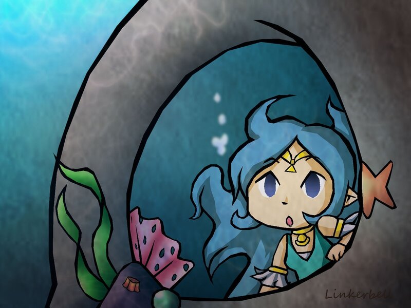 Blue-haired Mermaid Character — Blue, Curious