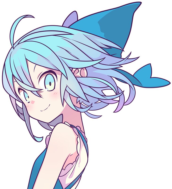 Blue-haired Mermaid Character — Blue, Playful, Anime