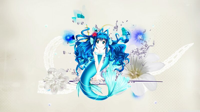 Blue-haired Mermaid Girl