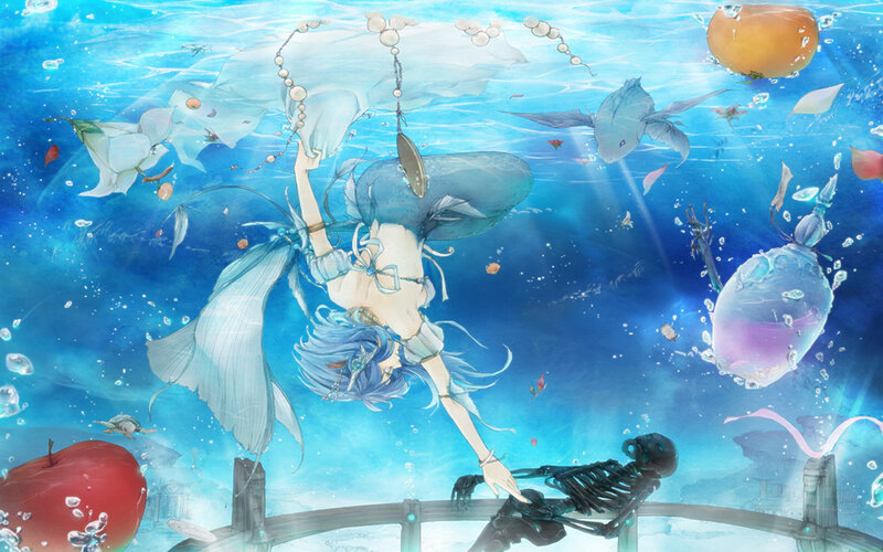 Blue-haired Mermaid Underwater — Blue