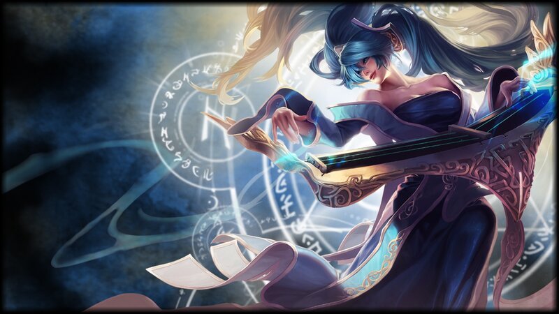 blue-haired musician with lute